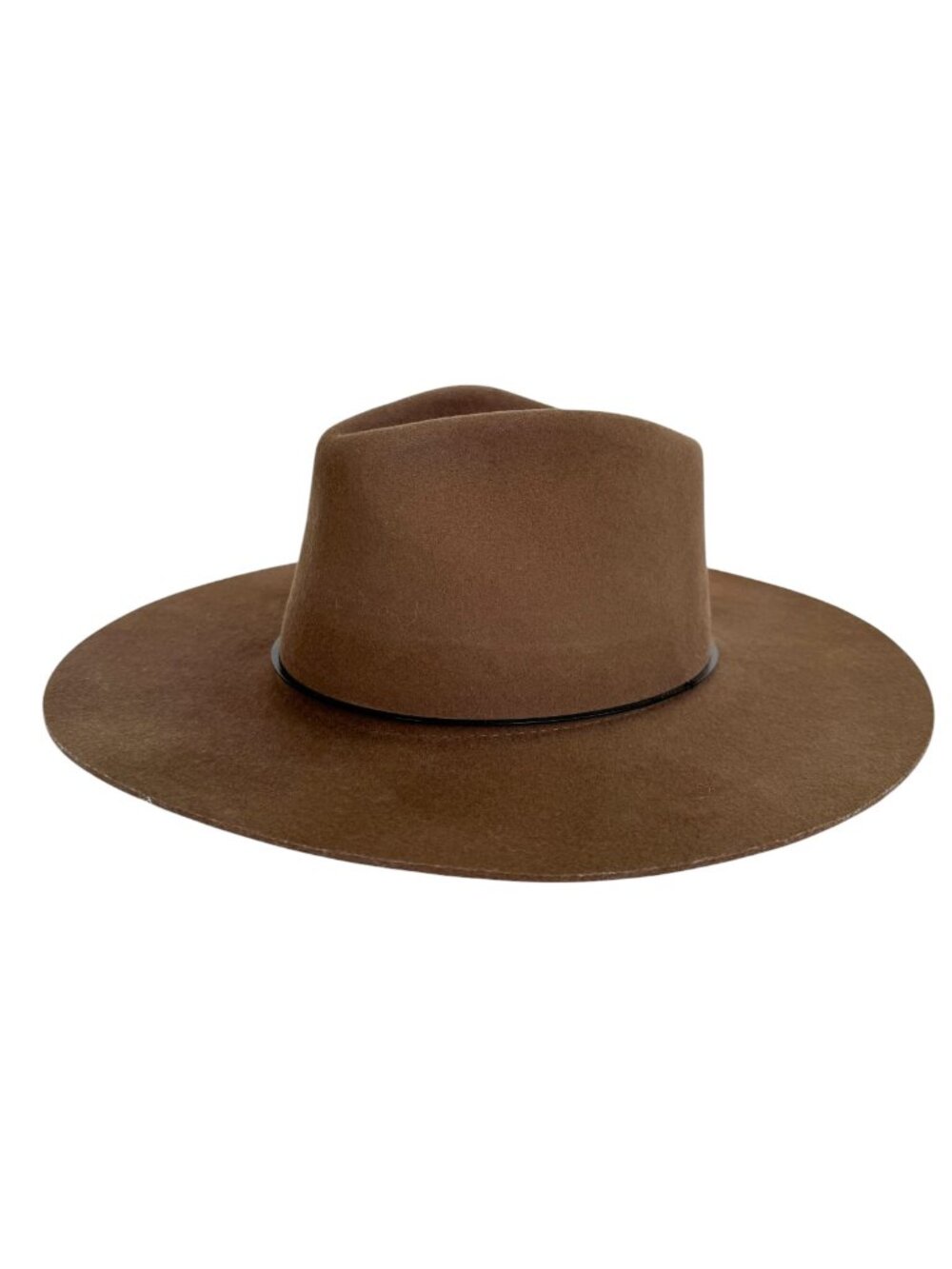 Janessa Leone Neil Hat Camel Brown Wool Wide Brim Fedora Size Large 22”